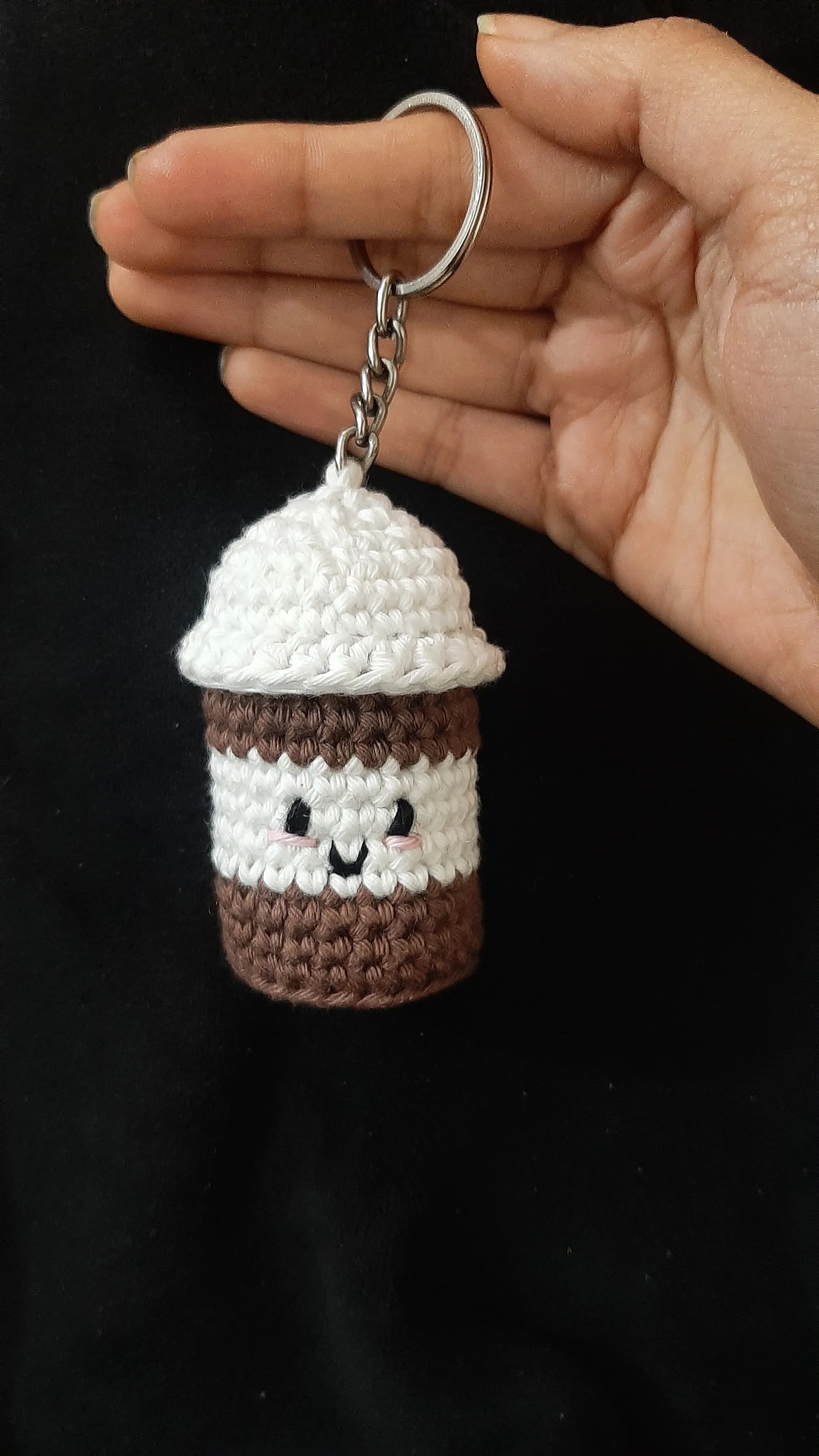 handmade crochet coffee mug keychain